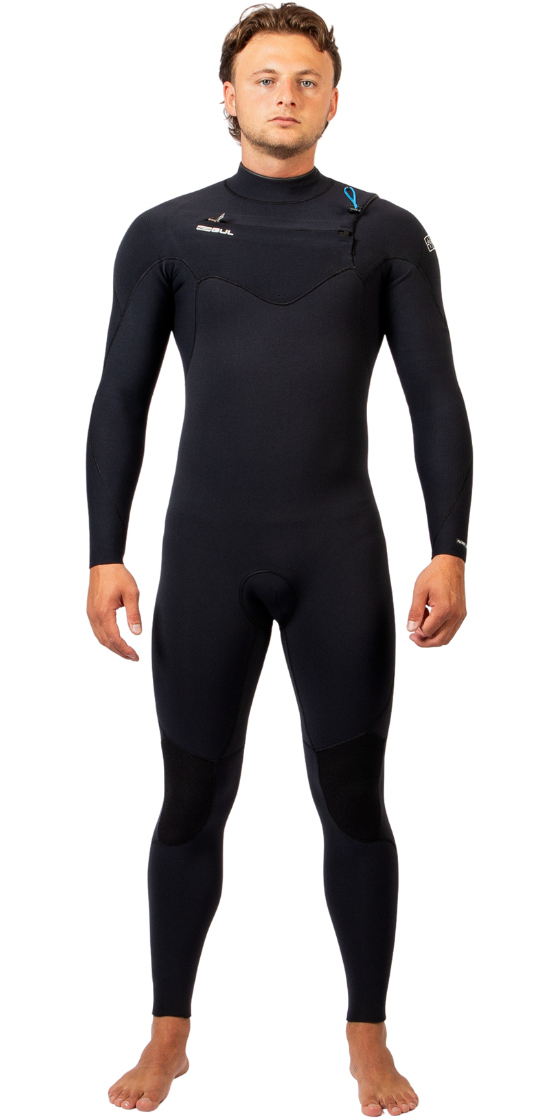 2025 Gul Mens Yulex Flexor 5/4mm Chest Zip Wetsuit FX1221-BKBK - Black